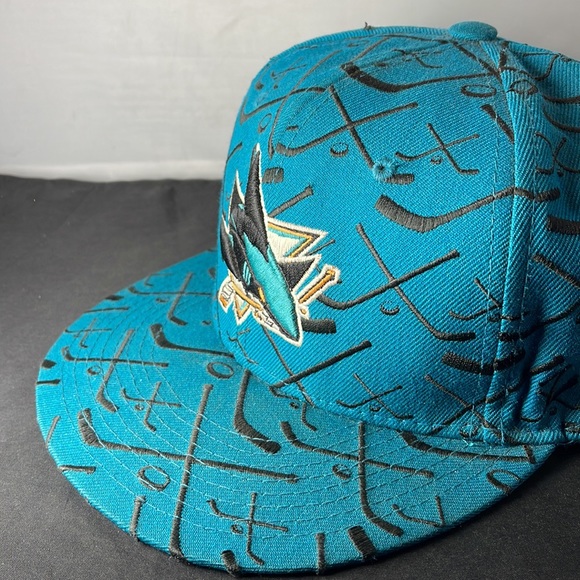 San Jose Sharks NHL Zephyr fitted hat size7 3/4 hockey stick print - Picture 3 of 9